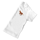 Organic Baby Running Horse T Shirt - Brown Embroidery
