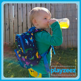 Toddler Mini Blue Dinosaur Print Backpack with Reins