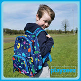 Kids Medium Blue Personalised Dinosaur Print Rucksack
