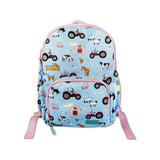 Girls Medium Blue and Pink Personalised Tractor Backpack