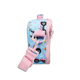 Girls Blue and Pink Personalised Tractor Lunch Box