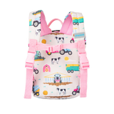 Girls Mini Pink Personalised Tractor & Farm Print Backpack with Reins