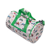 Kids Green Personalised Tractor Print Weekend Bag