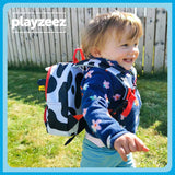 Toddler Mini Black and White Personalised Cow Print Backpack with Reins - Cillian the Cow