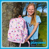 Girls Large Pink Personalised Slogan Print Backpack