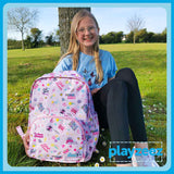 Girls Large Pink Personalised Slogan Print Backpack