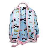 Girls Medium Blue and Pink Personalised Tractor Backpack