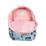 Girls Medium Blue and Pink Personalised Tractor Backpack