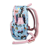 Girls Medium Blue and Pink Personalised Tractor Backpack