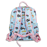 Girls Large Blue and Pink Personalised Tractor Backpack