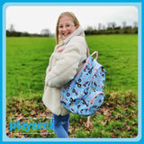 Girls Large Blue and Pink Personalised Tractor Backpack