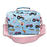 Girls Blue and Pink Personalised Tractor Lunch Box