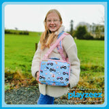 Girls Blue and Pink Personalised Tractor Lunch Box