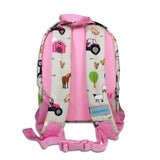 Girls Mini Grey and Pink Personalised Tractor Backpack with Reins