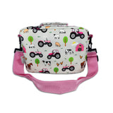 Girls Grey and Pink Personalised Tractor Lunch Box