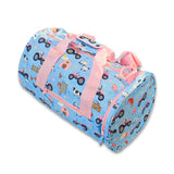 Kids Blue and Pink Personalised Tractor Print Weekend Bag