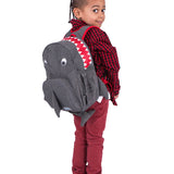 Kai the Shark Grey Personalised Medium Backpack