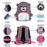 Mya The Snow Leopard Black Personalised Medium Backpack