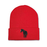 Kids Standing Horse Beanie Hat - Black Embroidery