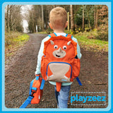 Kids Orange and Blue Personalised Dinosaur Backpack - Terry the Triceratops