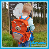 Kids Orange and Blue Personalised Dinosaur Backpack - Terry the Triceratops