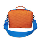 Kids Orange and Blue Personalised Dinosaur Print Lunch Bag - Terry the Triceratops