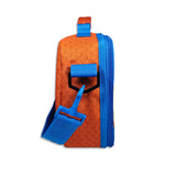 Kids Orange and Blue Personalised Dinosaur Print Lunch Bag - Terry the Triceratops