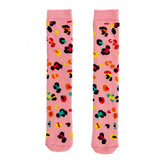 Squelch Pink Leopard Junior Welly Sock 6-8 Years