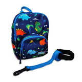 Toddler Mini Blue Dinosaur Print Backpack with Reins