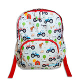 Boys Large Red Personalised Tractor Backpack