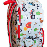 Boys Large Red Personalised Tractor Backpack