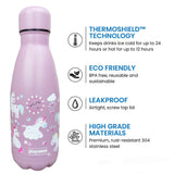 Girls Lilac Unicorn Water Bottle 350ml