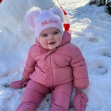 Baby Double Pom Pom Beanie Hat - White