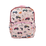 Girls Large Pink Personalised Farm & Tractor Backpack