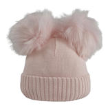 Baby Double Pom Pom Beanie Hat - Blush Pink