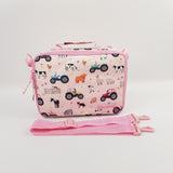Girls Personalised Pink Farm & Tractor Lunch Box