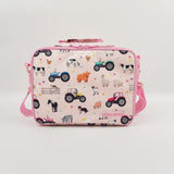Girls Personalised Pink Farm & Tractor Lunch Box