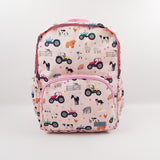 Girls Large Pink Personalised Farm & Tractor Backpack