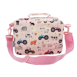 Girls Personalised Pink Farm & Tractor Lunch Box
