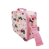 Girls Personalised Pink Farm & Tractor Lunch Box