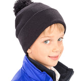 Kids Beanie with Pom Pom - Grey