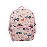 Girls Medium Personalised Pink Farm & Tractor Backpack