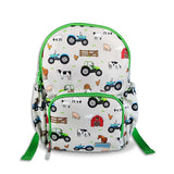Boys Medium Green Personalised Tractor Backpack