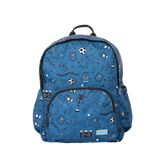 Kids Large Dark Blue Personalised Football Print Backpack