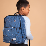 Kids Large Dark Blue Personalised Football Print Backpack