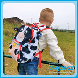 Kids Medium Black and White Personalised Cow Print Backpack - Cillian the Cow