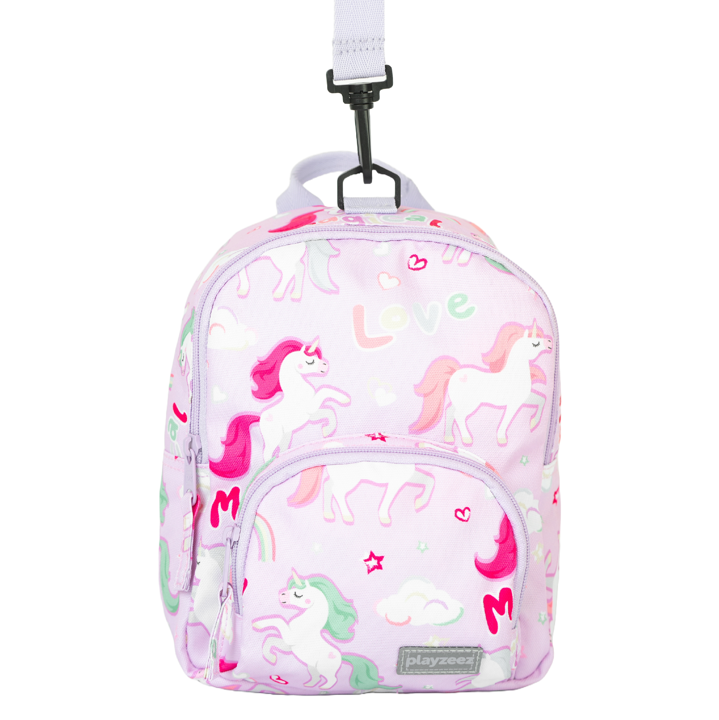 Girls Mini Pink Personalised Unicorn Print Backpack with Reins
