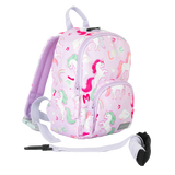 Girls Mini Pink Personalised Unicorn Print Backpack with Reins