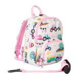 Girls Mini Pink Personalised Tractor & Farm Print Backpack with Reins
