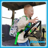 Boys Medium Green Personalised Tractor Backpack
